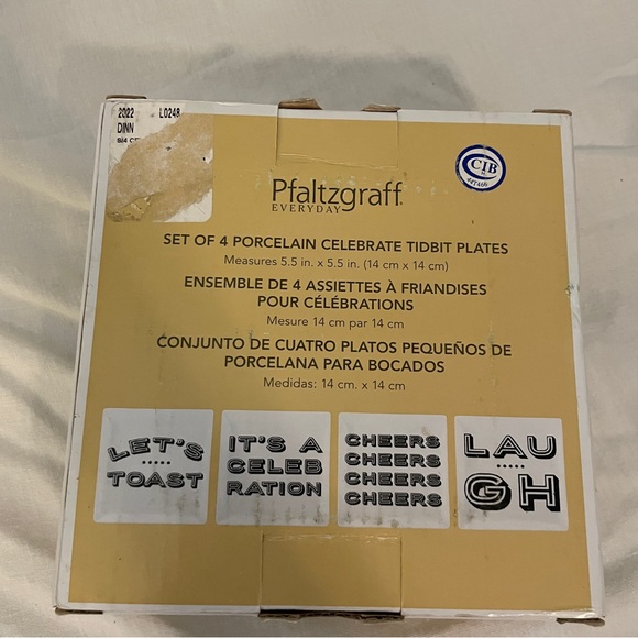 NIB Pfaltzgraff Set of 4 Porcelain Celebrate Tidbit Plates Square 5.5” x 5.5” - Picture 5 of 9